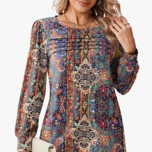 Women's Multicolor Bohemian Lightweight Tunic Top